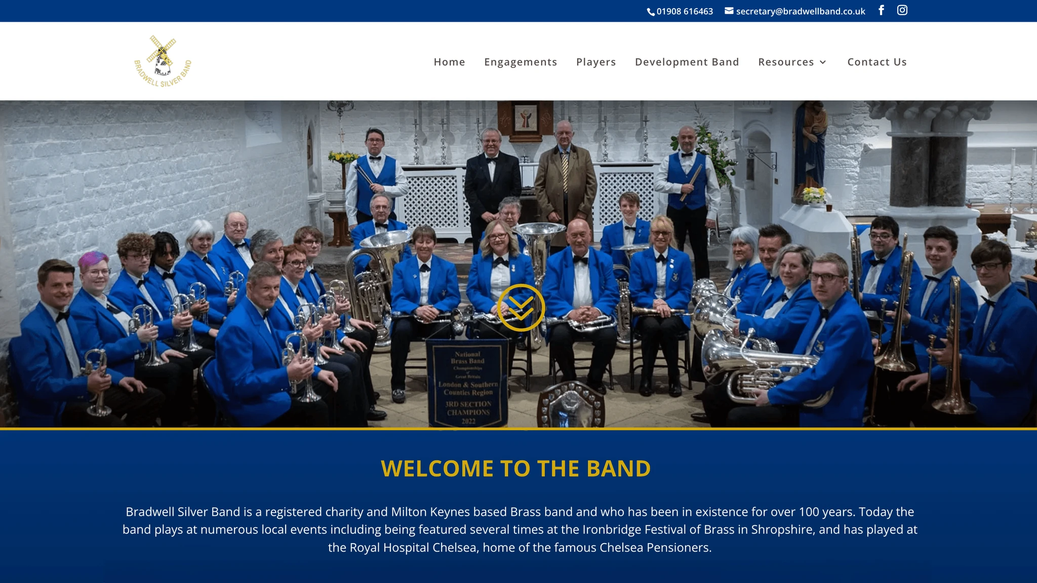 Screenshot of the Bradwell Silver Band website